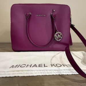 Michael Kors Purple Satchel Saffiano Leather